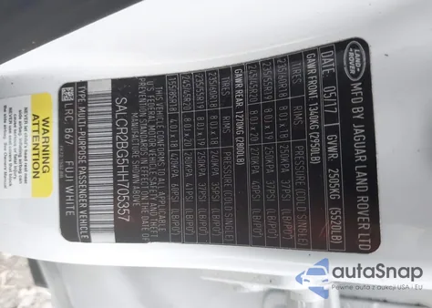 2017 Land Rover Discovery Sport Hse из США, поврежденный, VIN SALCR2BG5HH705357